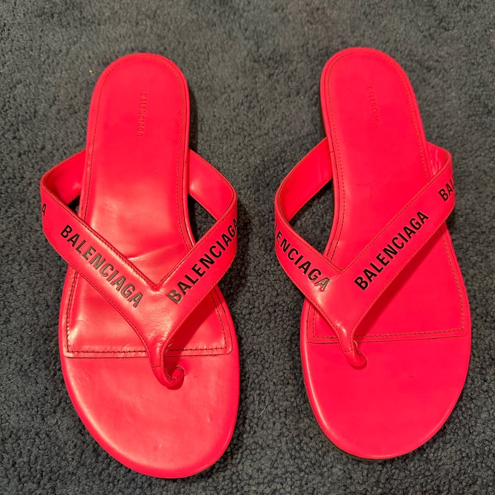 Balenciaga Vibrant Neon Pink Flip-Flops
